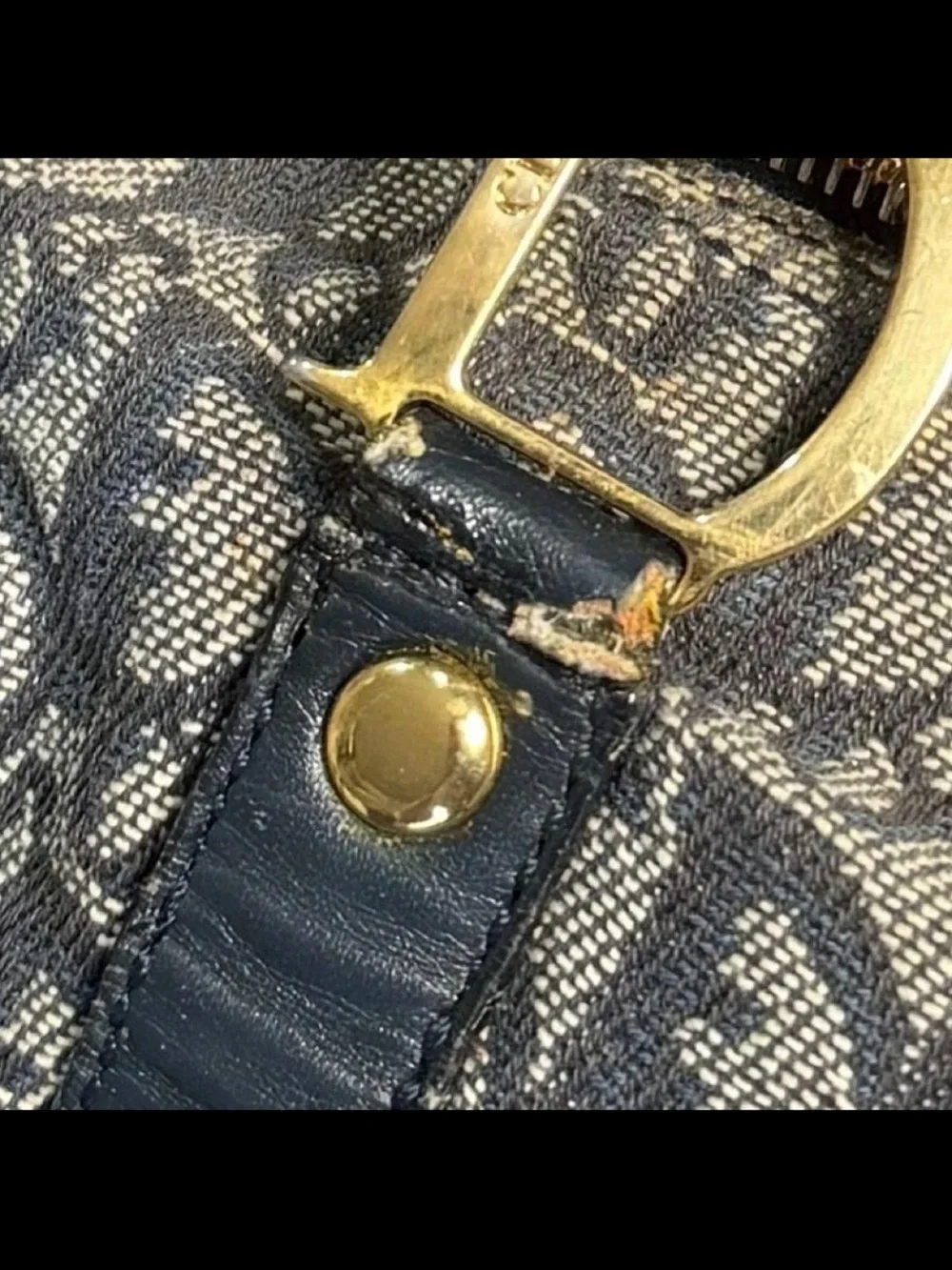 Dior Navy & Beige Oblique Satchel with Gold Hardware